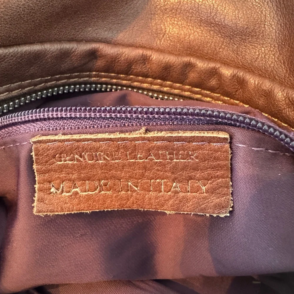 Elegant Brown Leather Handbag - Made in Italy - Picture 2 of 9
